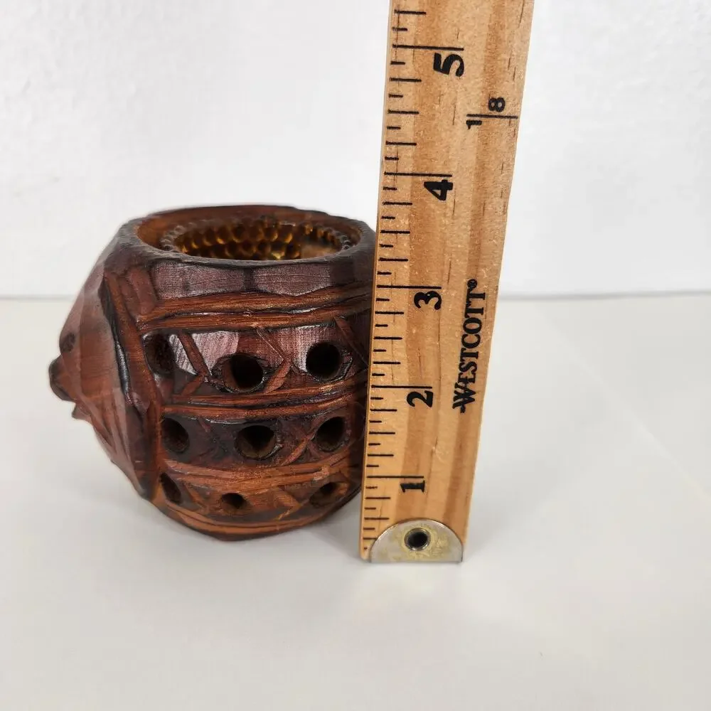 Hand Carved Wooden Fish Candle Holder Votive Home Decor Coastal